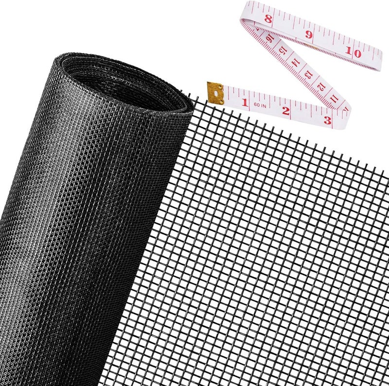 Ouskr Replacement Window Screens, 48X118 Inch Durable Window Screen Mesh for Patio Porch Door Windows, DIY Adjustable Fiberglass Screen Repair Kit Sliding Net Roll Pet, Black by - Image 1